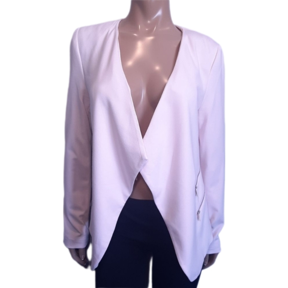 REITMANS Open Front Spring Blazer Zip Pocket Angled Hem Flowy Collarless